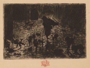 Les Noctambules The Night Prowlers, 18761877. tekijältä Felix Hilaire Buhot