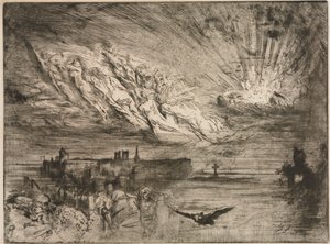 Henget kuolleiden kaupungeista, 1885. tekijältä Felix Hilaire Buhot