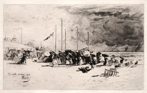 Squall Trouvillessa, 1874. tekijältä Felix Hilaire Buhot