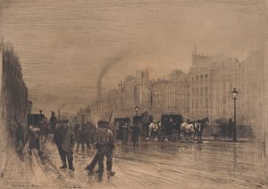 Talviaamu laiturilla, Pariisi, 1883. tekijältä Felix Hilaire Buhot