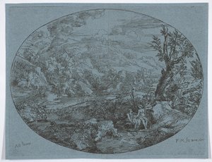 Maisema kolmella hahmolla, 1677. tekijältä Felix Meyer