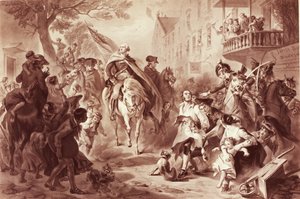 George Washington saapuu New Yorkiin vuonna 1783, kaivertaja Alexander Hay Ritchie (1822-1895) (mezzotint). tekijältä Felix Octavius Carr Darley