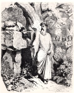 Gallilaisen druidin ihmisuhri, L. P. Anquetilin Histoire de Francesta, 1851 tekijältä Felix Philippoteaux