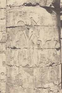 Karnak (Thebe), palatsi--Hypostyylisali--keskipylväs--futin koristelu,1853 (kuva) tekijältä Félix Teynard