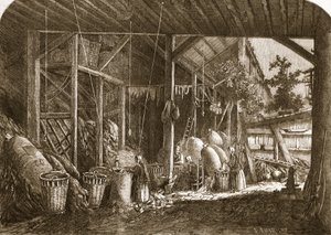 Rag-varasto Quartier Mouffetardissa, Pariisissa, kuvitus "The Illustrated London News" -lehdestä, 8. kesäkuuta 1861 tekijältä Felix Thorigny