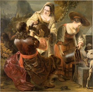 Rebecca ja Eliezer kaivolla, n. 1645. tekijältä Ferdinand Bol