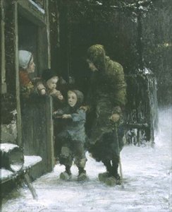Vanha nainen ja nuori poika kerjäämässä tekijältä Ferdinand Carl Sierich