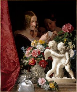 Tytöt lukevat kirjettä. Ferdinand Georg Waldmullerin (1793-1865) maalaus. tekijältä Ferdinand Georg Waldmuller