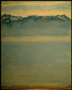 Genevenjärvi ja Savoijin Alpit tekijältä Ferdinand Hodler