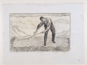 Niittäjä pellolla tekijältä Ferdinand Hodler