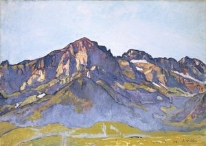 Dents Blanches Champéryssa aamuauringossa, 1916 tekijältä Ferdinand Hodler