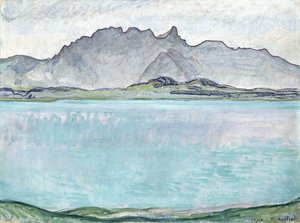 Thunersee ja Stockhorn-vuoret, 1910 tekijältä Ferdinand Hodler