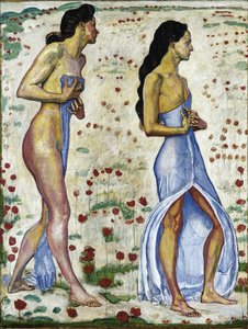 Kaksi naista kukissa Tunnelma 1a, 1901-1906 tekijältä Ferdinand Hodler