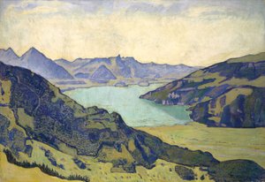 Näkymä Thun-järvelle Breitlaueselta, 1906. tekijältä Ferdinand Hodler