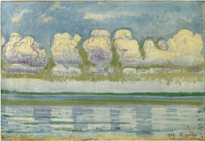 ""Näkymä Genevejärvestä ja Sveitsin Jurasta"" (Genevejärvi Sveitsin Juralla) Ferdinand Hodlerin (1853-1918) maalaus tekijältä Ferdinand Hodler