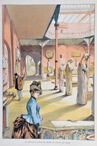 Pariisin Clunyn keskiajan museon uusi huone 1887, Ferdinand Joseph GUELDRY (1858-1945) Kaiverrus vuodelta 1887 “Paris-Illustrous Journal Weeklyssä” tekijältä Ferdinand Joseph Gueldry