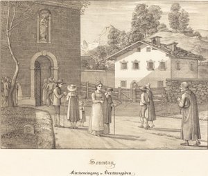 Sunnuntai - menossa kirkkoon lähellä Berchtesgadenia