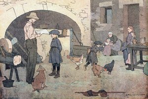 Takaisin kotiin, lapsuuden kuvakirjassa, n.1900 (kaiverrus) tekijältä Ferdinand Raffin