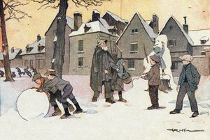 Snow, Lapsuuden kuvakirjassa, n. 1900 (kaiverrus) tekijältä Ferdinand Raffin