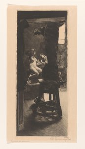 Kuvanveistäjän ateljeessa (alkuperäinen nimi esineessä) tekijältä Ferdinand Schmutzer (signed by artist)