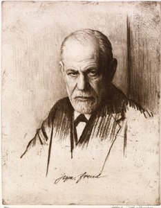 Muotokuva Sigmund Freudista (1856-1939). Ferdinand Schmutzerin (1870-1928) teos, kaiverrus