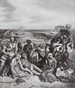 Chiosin verilöylyt (litografia) tekijältä Ferdinand Victor Eugene (after) Delacroix
