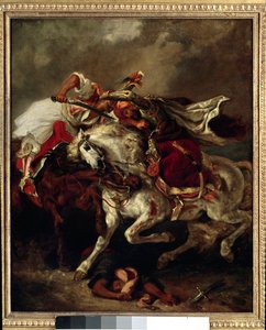 Giaourin ja Pashan taistelu (Marokko) tekijältä Ferdinand Victor Eugene Delacroix