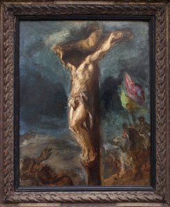 Ristiinnaulitseminen. Maalaus Eugene Delacroix (1798-1863), öljy puulle tekijältä Ferdinand Victor Eugene Delacroix