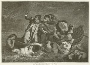Dante ja Virgil ylittävät Styxin tekijältä Ferdinand Victor Eugene Delacroix