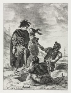 Hamlet: Hamlet ja Horatio haudankaivajien kanssa, 1843. tekijältä Ferdinand Victor Eugene Delacroix