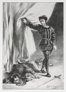 Hamlet: Hamlet ja Poloniuksen ruumis, 1835. tekijältä Ferdinand Victor Eugene Delacroix