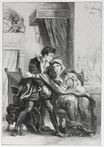 Hamlet: Hamlet ja kuningatar, 1834. tekijältä Ferdinand Victor Eugene Delacroix