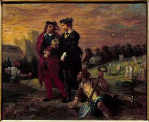 Hamlet ja Horatio hautausmaalla. William Shakespearen näytelmän "Hamlet" V näytös. Eugene Delacroix