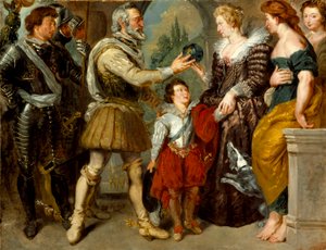 Henrik IV antaa Marie deMedicille regentuurin (Rubensin mukaan), noin 1830-4. tekijältä Ferdinand Victor Eugene Delacroix