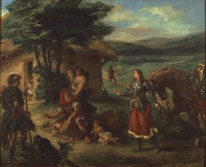 Herminie et les bergers - Erminia ja paimenet, kirjoittanut Delacroix, Eugene tekijältä Ferdinand Victor Eugene Delacroix
