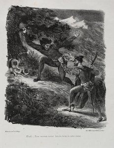 Kuvituksia Faustille: Faust ja Méphistophélés Hartzin vuoristossa, 1828. tekijältä Ferdinand Victor Eugene Delacroix