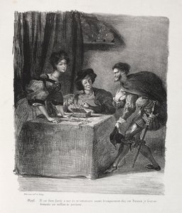 Kuvituksia Faustille: Méphistophelés on Marthessa, 1828. tekijältä Ferdinand Victor Eugene Delacroix