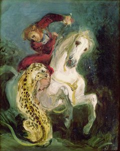 Jaguar hyökkää hevosmieheen, n. 1855