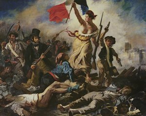 Liberty Leading the People, 28. heinäkuuta 1830, n. 1830-1831 (öljy kankaalle) (katso lisätietoja numerosta 95120) tekijältä Ferdinand Victor Eugene Delacroix