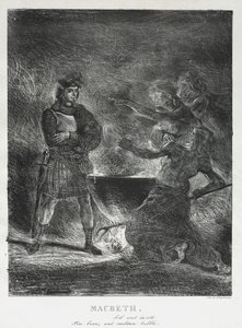 Macbeth Consulting the Witches, 1825. tekijältä Ferdinand Victor Eugene Delacroix