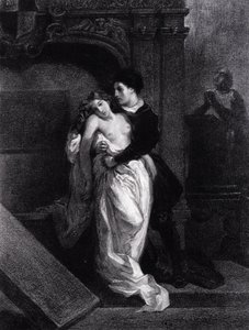 Romeo ja Julia - kaiverrus Eugene Delacroix tekijältä Ferdinand Victor Eugene Delacroix
