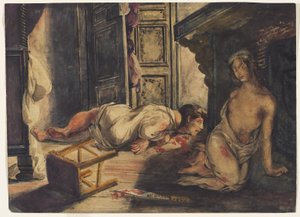 Lammermoorin morsian, n.1826 (akvarelli ja guassi grafiitin päälle, paperi) tekijältä Ferdinand Victor Eugene Delacroix
