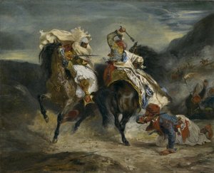 Giaourin ja Hassanin taistelu, 1826 tekijältä Ferdinand Victor Eugene Delacroix