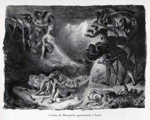 Gretschenin varjo ilmestyy Faustille tekijältä Ferdinand Victor Eugene Delacroix