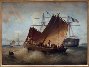 Plougastelin vene. Ferdinand Perrotin (1808-1841) maalaus. Öljy kankaalle