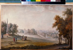 ""Näkymä Tsarskoje Selon puistoon"", kirjoittanut Ferdinand de Meys (?-noin 1810), akvarelli, guassi paperille tekijältä Ferdinand de Meys