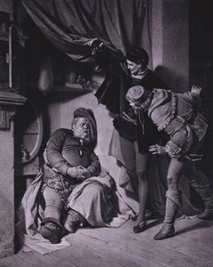 Kohtaus Shakespearen kuningas Henrik IV:stä, osa 1 (näytös II, kohtaus 4) (litho) tekijältä Ferdinand the Elder Piloty