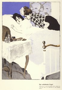 Nukkuva enkeli (väri litho) tekijältä Ferdinand von Reznicek