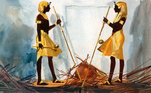 Tukankhamonin hautaa vartioivat kaksi vartijaa. tekijältä Ferdinando Tacconi