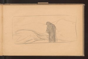 Recto: Der Tod des Pegasus; Verso: Skizzen von gekreuzten Ähren, Entwurf für die Dekoration der Ausgabe "Żurawce" Wl. 1910 tekijältä Ferdynand Ruszczyc